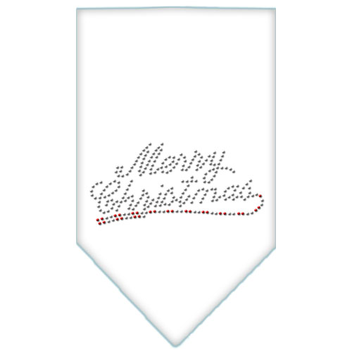 Merry Christmas Rhinestone Bandana White Small